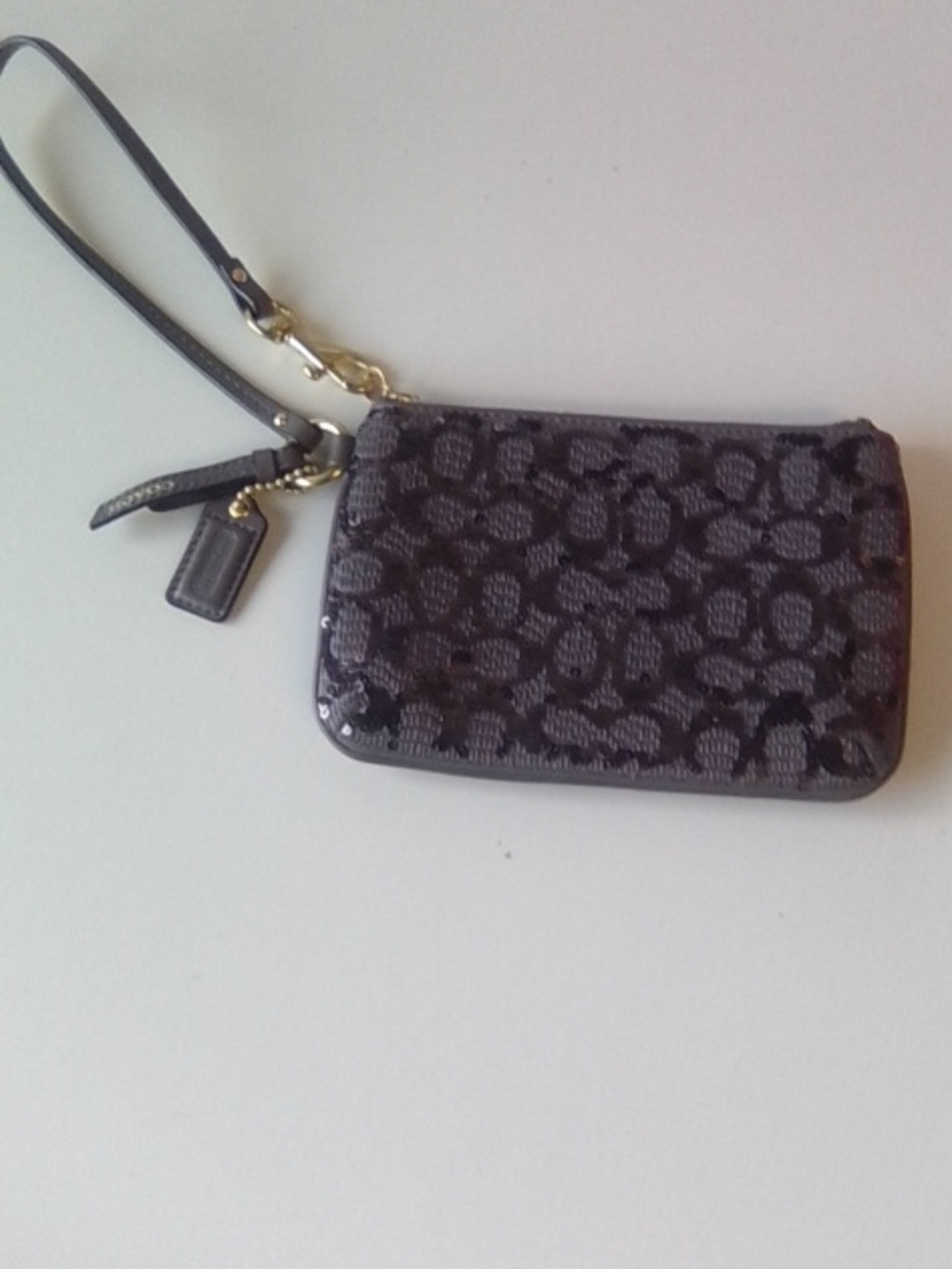 Coach Black and Gray Signature Wristlet Phone Case